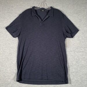 Theory Polo Shirt Mens Large Blue Modal Jersey Lightweight Casual Short Sleeve